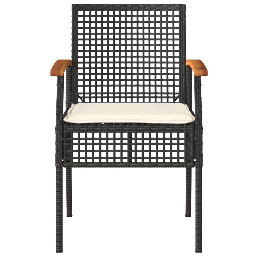 Tuinstoelen 2 St Met Kussens Poly Rattan En Acaciahout Zwart