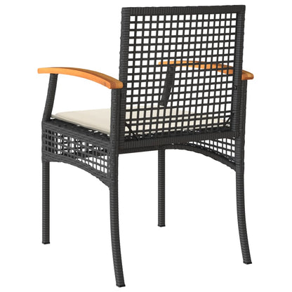 Tuinstoelen 2 St Met Kussens Poly Rattan En Acaciahout Zwart