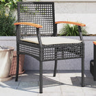 Tuinstoelen 2 st poly rattan acaciahout zwart
