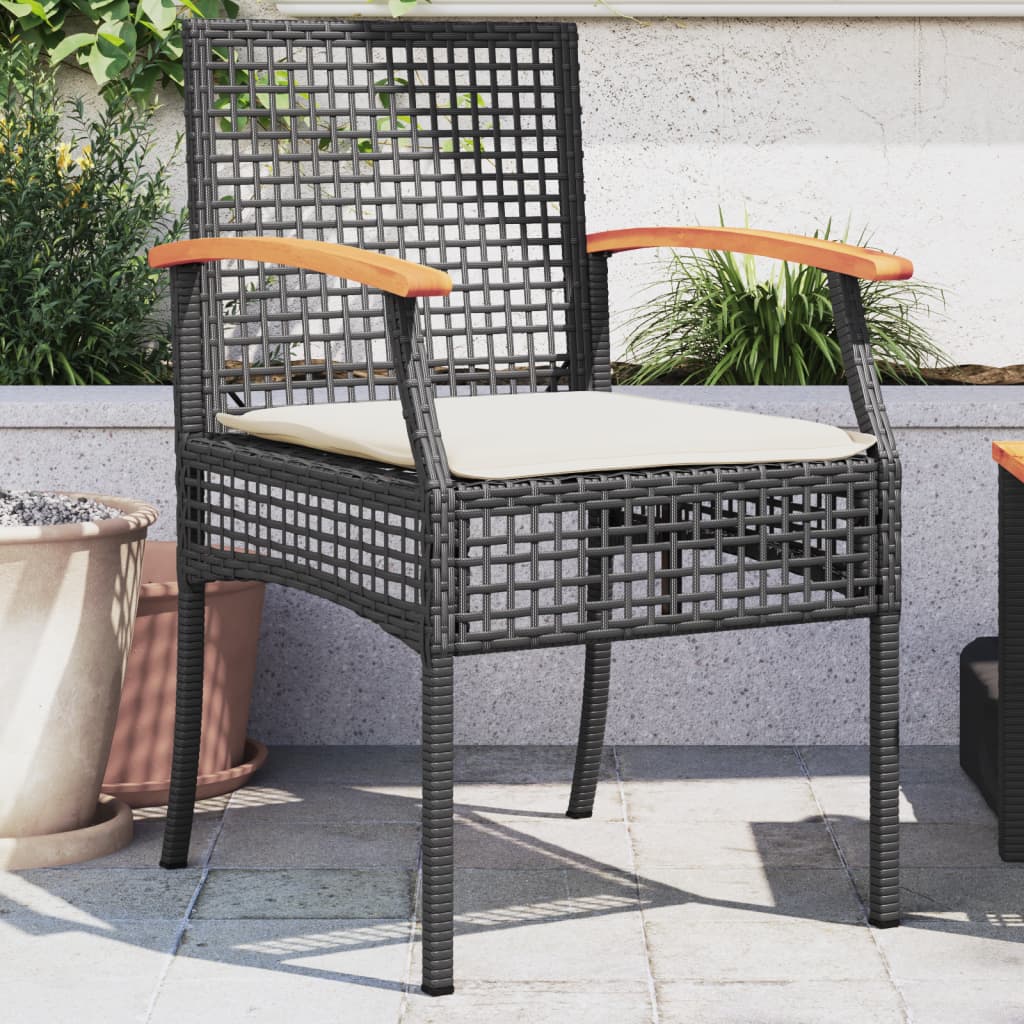 Tuinstoelen 2 St Met Kussens Poly Rattan En Acaciahout Zwart