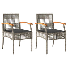 Tuinstoelen 2 St Met Kussens Poly Rattan En Acaciahout Grijs