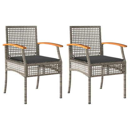 Tuinstoelen 2 St Met Kussens Poly Rattan En Acaciahout Grijs