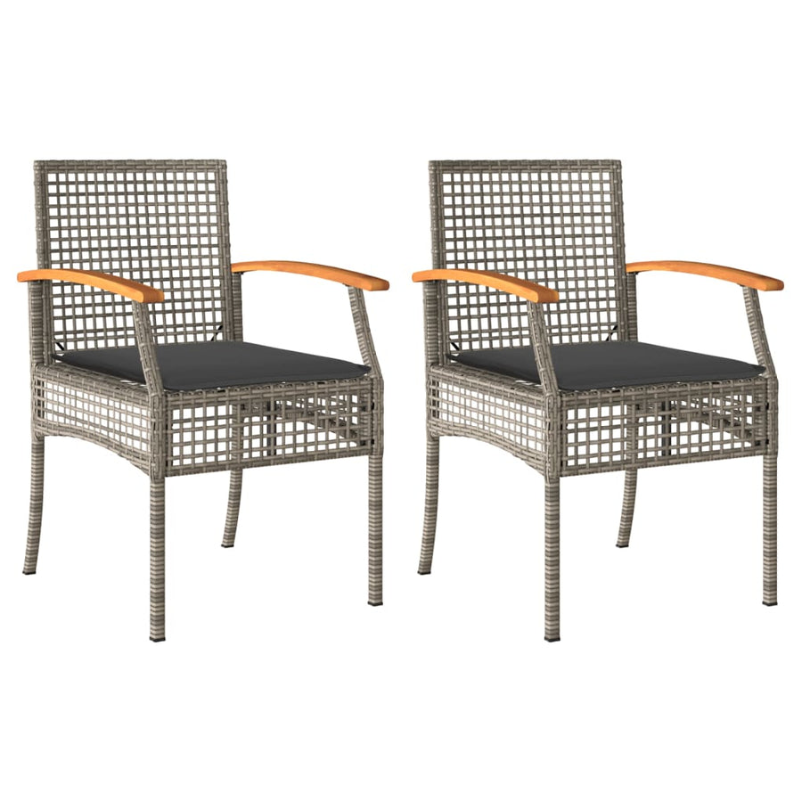 Tuinstoelen 2 St Met Kussens Poly Rattan En Acaciahout Grijs