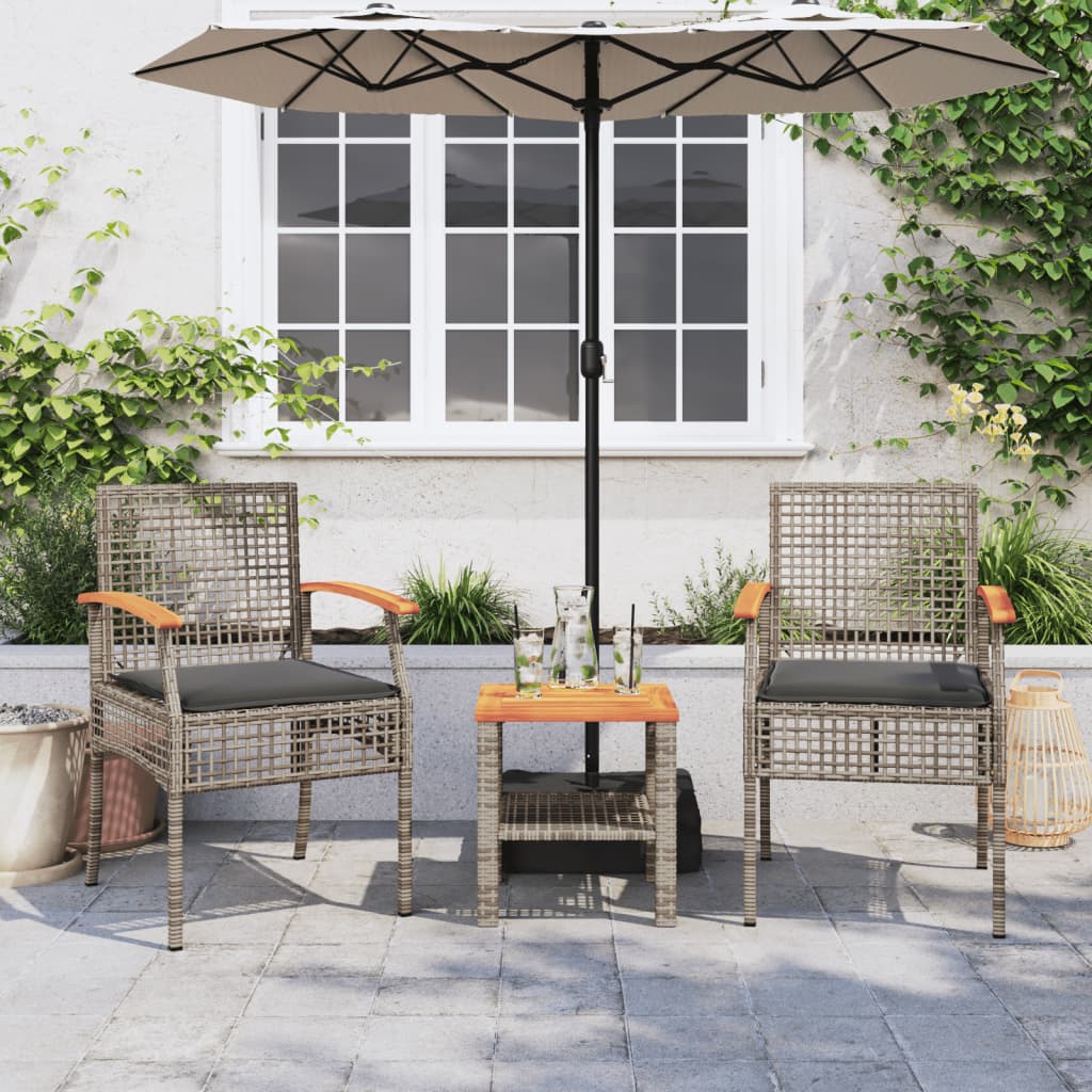 Tuinstoelen 2 St Met Kussens Poly Rattan En Acaciahout Grijs