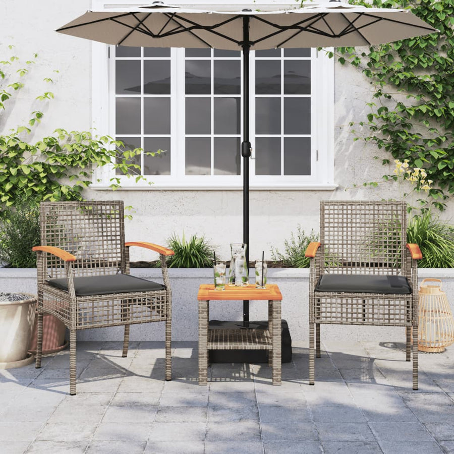 Tuinstoelen 2 St Met Kussens Poly Rattan En Acaciahout Grijs
