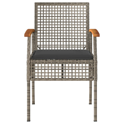 Tuinstoelen 2 St Met Kussens Poly Rattan En Acaciahout Grijs