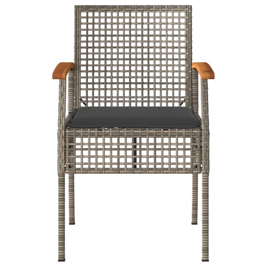 Tuinstoelen 2 St Met Kussens Poly Rattan En Acaciahout Grijs