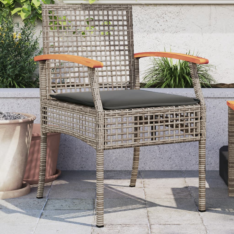 Tuinstoelen 2 St Met Kussens Poly Rattan En Acaciahout Grijs
