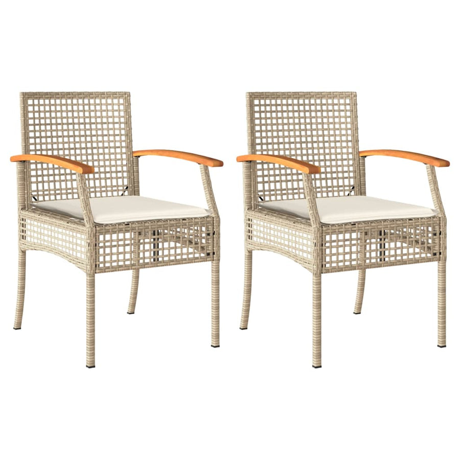 Tuinstoelen 2 St Met Kussens Poly Rattan En Acaciahout Beige