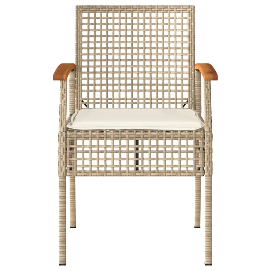 Tuinstoelen 2 St Met Kussens Poly Rattan En Acaciahout Beige