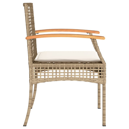 Tuinstoelen 2 St Met Kussens Poly Rattan En Acaciahout Beige