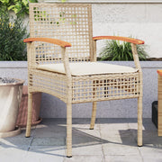 Tuinstoelen 2 st poly rattan acaciahout beige 54x57x85 cm