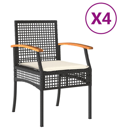 Tuinstoelen 4 St Met Kussens Poly Rattan En Acaciahout Zwart