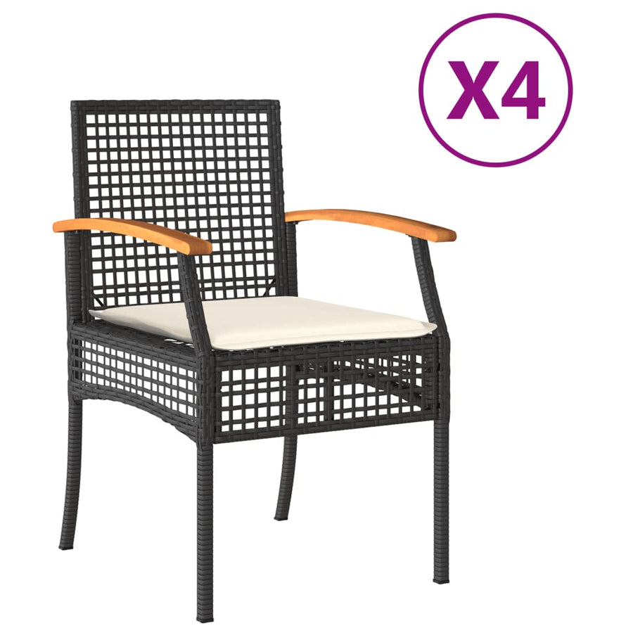 Tuinstoelen 4 St Met Kussens Poly Rattan En Acaciahout Zwart
