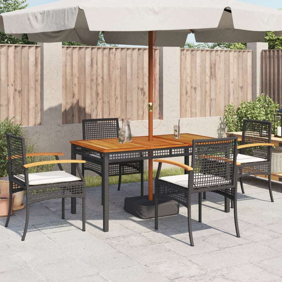 Tuinstoelen 4 St Met Kussens Poly Rattan En Acaciahout Zwart