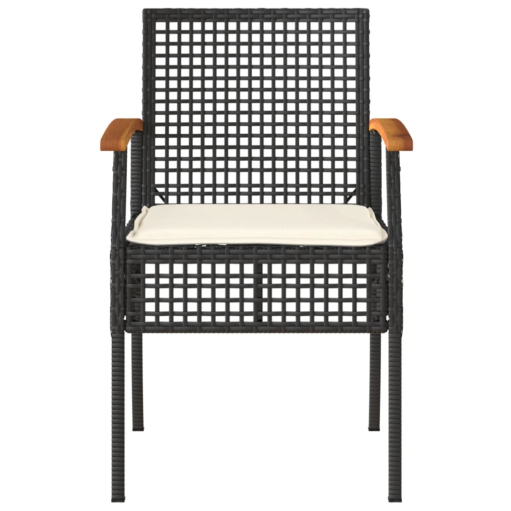 Tuinstoelen 4 St Met Kussens Poly Rattan En Acaciahout Zwart