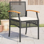 Garden chairs 4 pcs with cushions poly rattan and acacia wood black