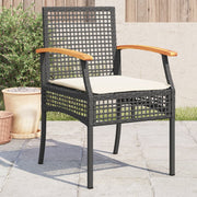 Tuinstoelen 4 stuks poly rattan acaciahout zwart met kussens