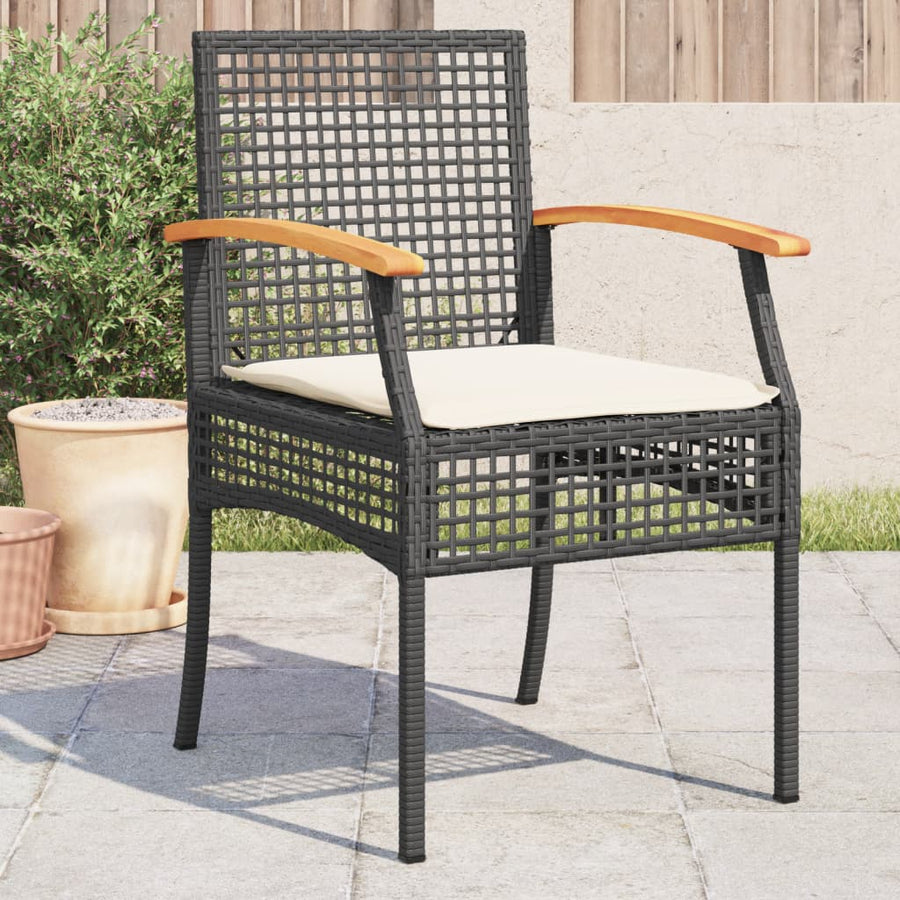 Tuinstoelen 4 St Met Kussens Poly Rattan En Acaciahout Zwart