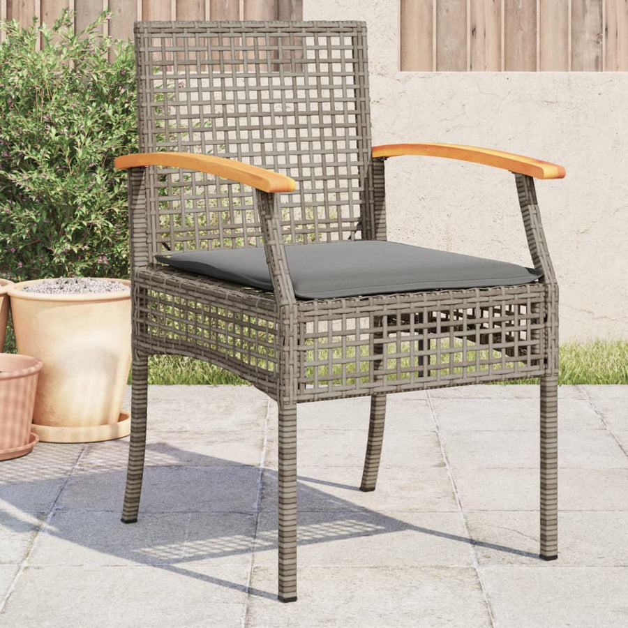 Tuinstoelen 4 St Met Kussens Poly Rattan En Acaciahout Grijs