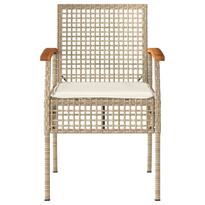 Tuinstoelen 4 St Met Kussens Poly Rattan En Acaciahout Beige