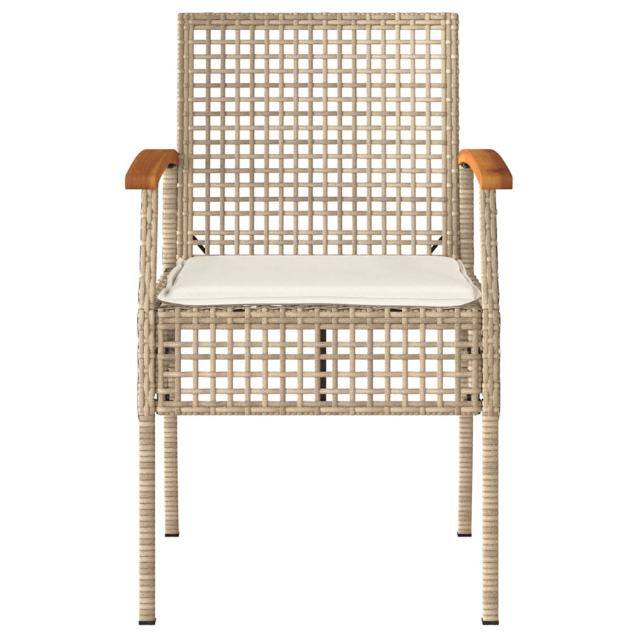 Tuinstoelen 4 St Met Kussens Poly Rattan En Acaciahout Beige