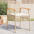 Garden chairs 4 pcs with cushions poly rattan and acacia wood beige