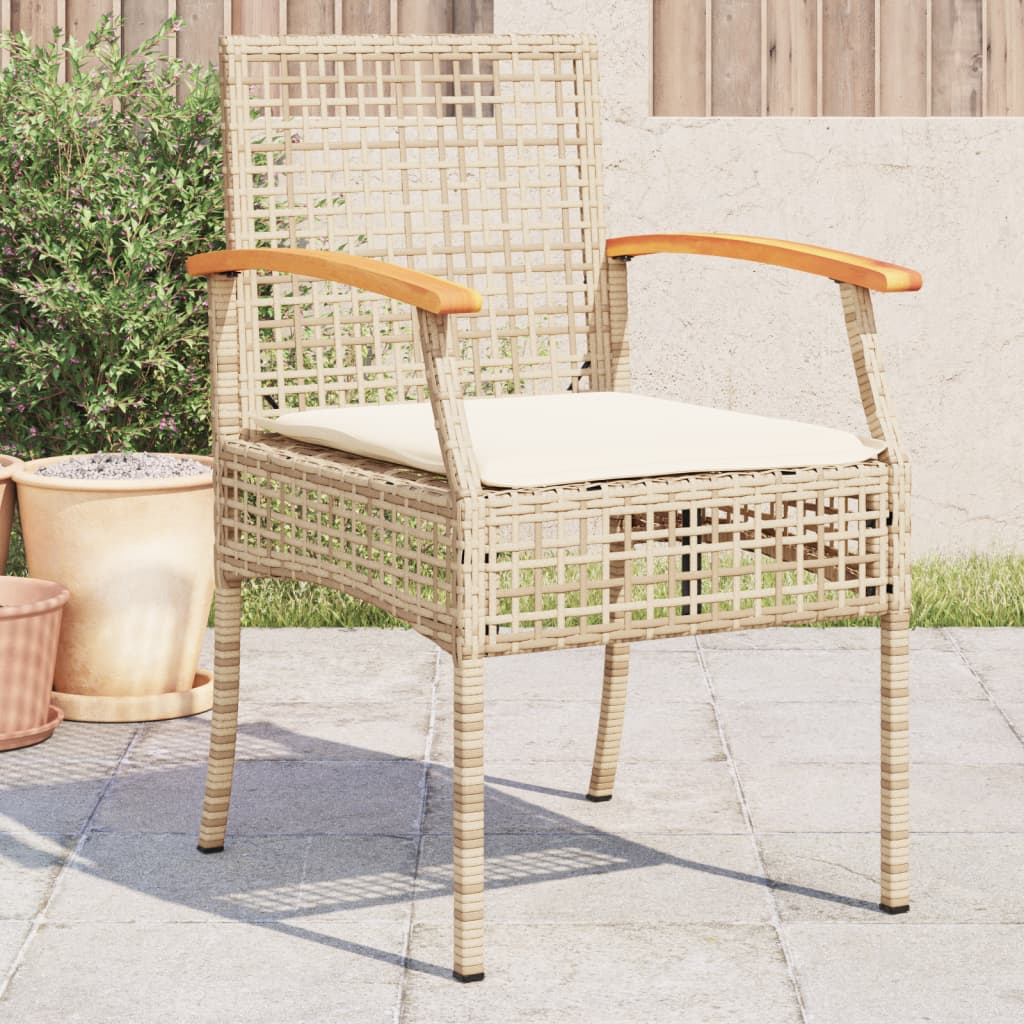 Tuinstoelen 4 St Met Kussens Poly Rattan En Acaciahout Beige