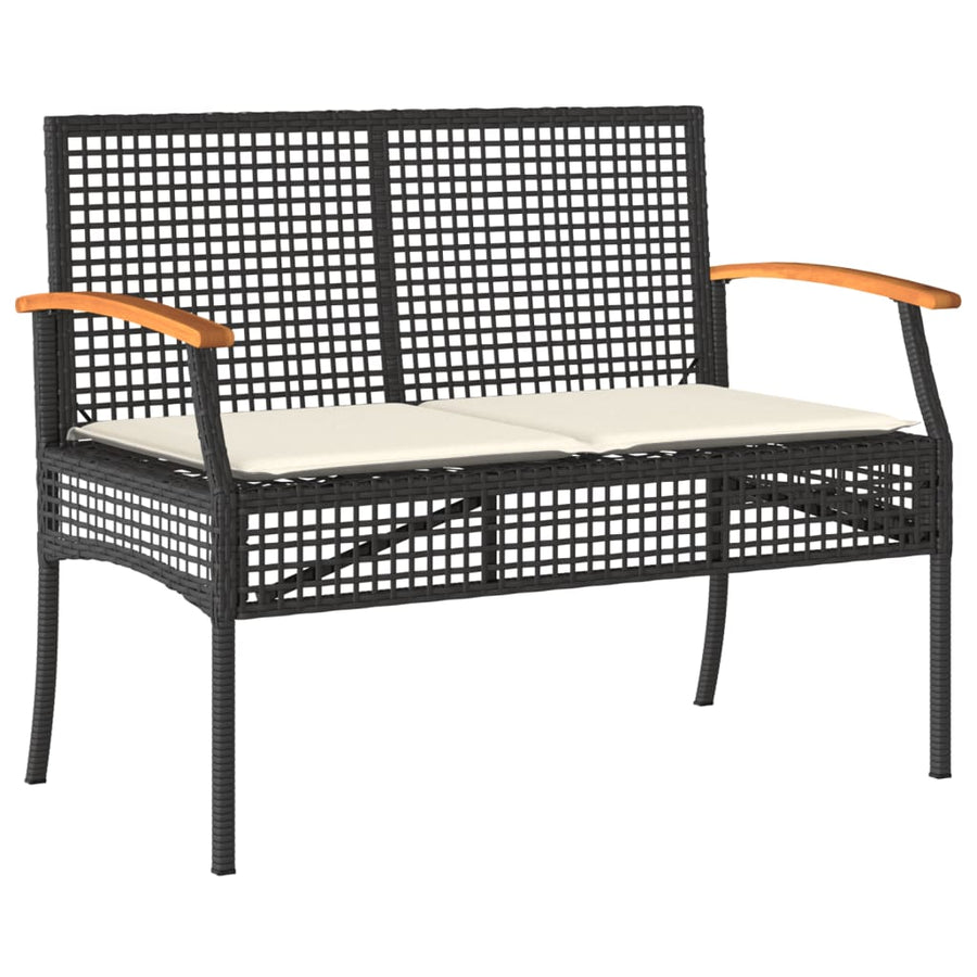 Tuinbank Met Kussen Poly Rattan En Acaciahout Zwart