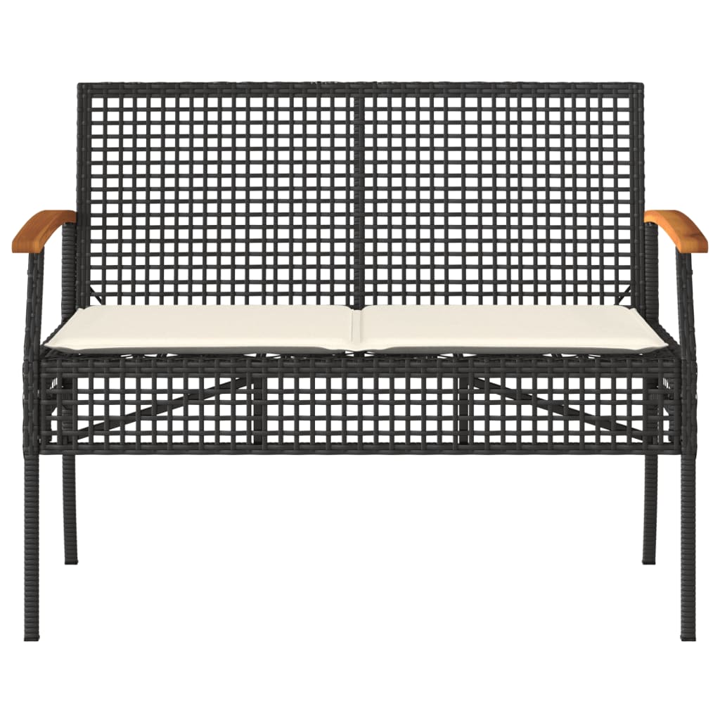 Tuinbank Met Kussen Poly Rattan En Acaciahout Zwart
