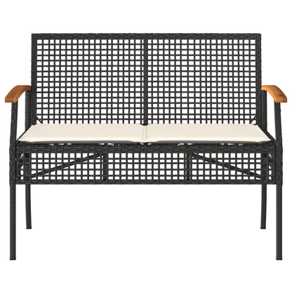 Tuinbank Met Kussen Poly Rattan En Acaciahout Zwart