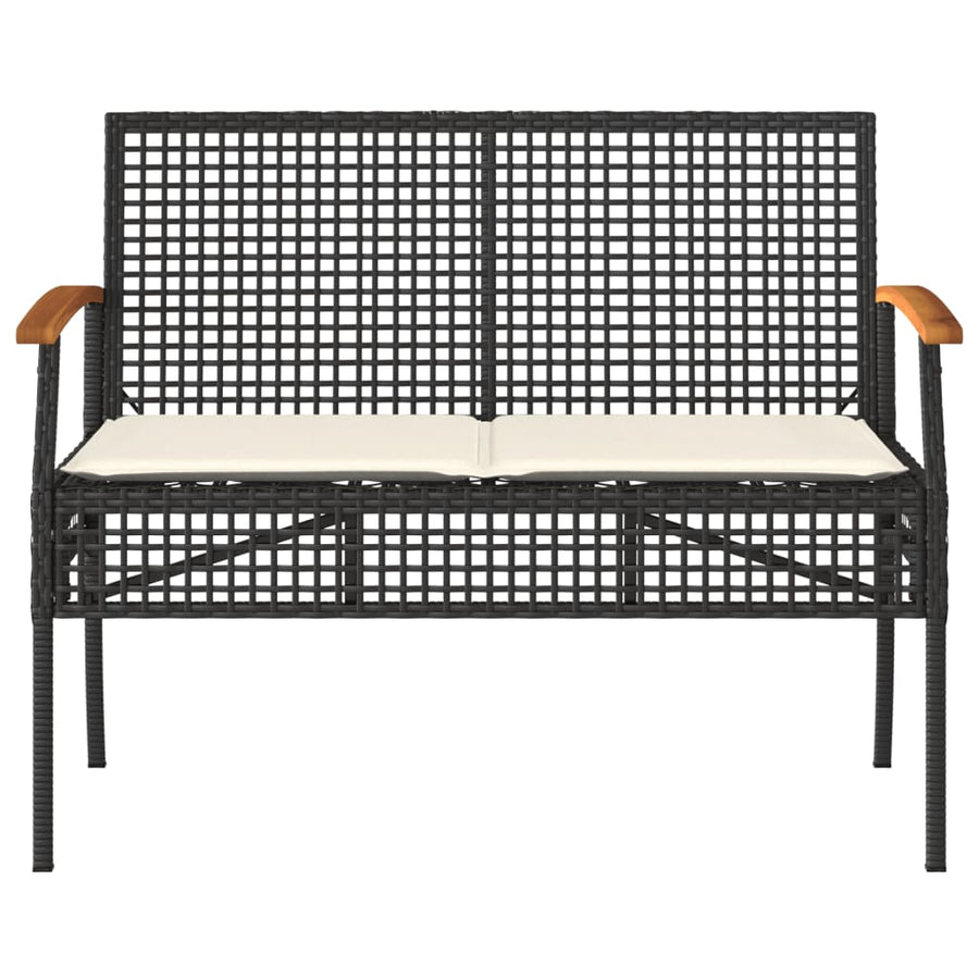 Tuinbank Met Kussen Poly Rattan En Acaciahout Zwart
