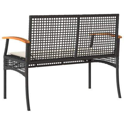 Tuinbank Met Kussen Poly Rattan En Acaciahout Zwart