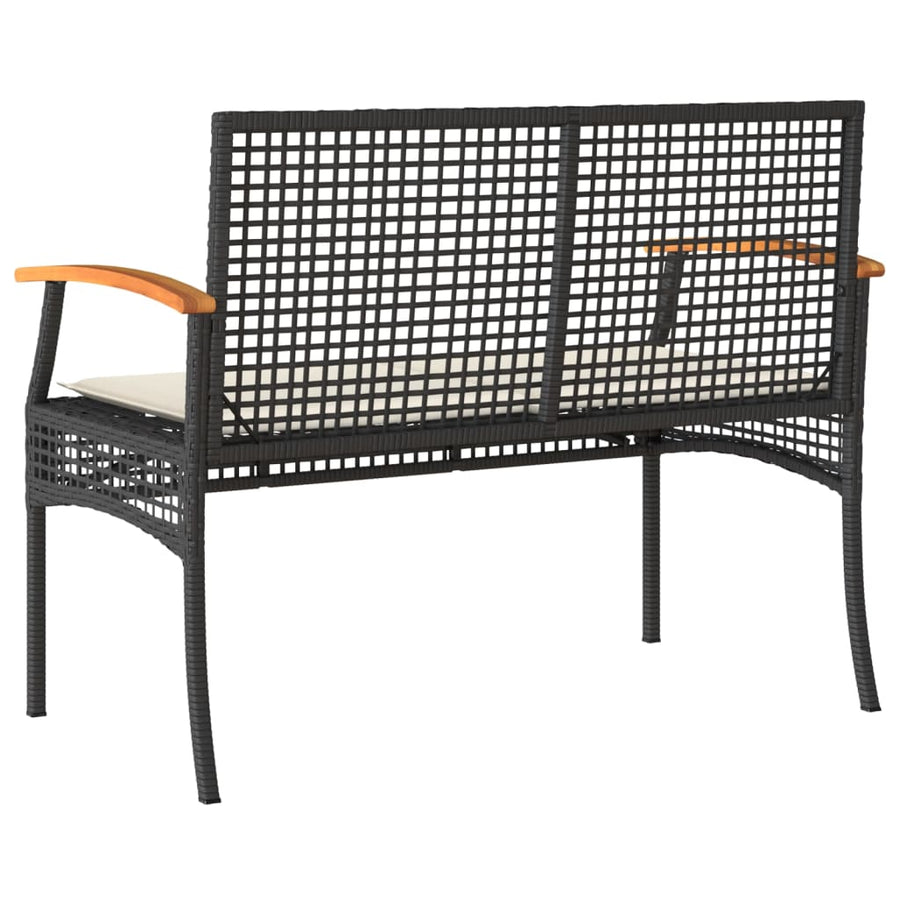 Tuinbank Met Kussen Poly Rattan En Acaciahout Zwart