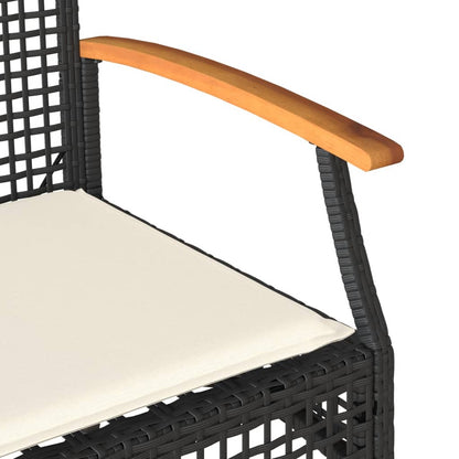 Tuinbank Met Kussen Poly Rattan En Acaciahout Zwart