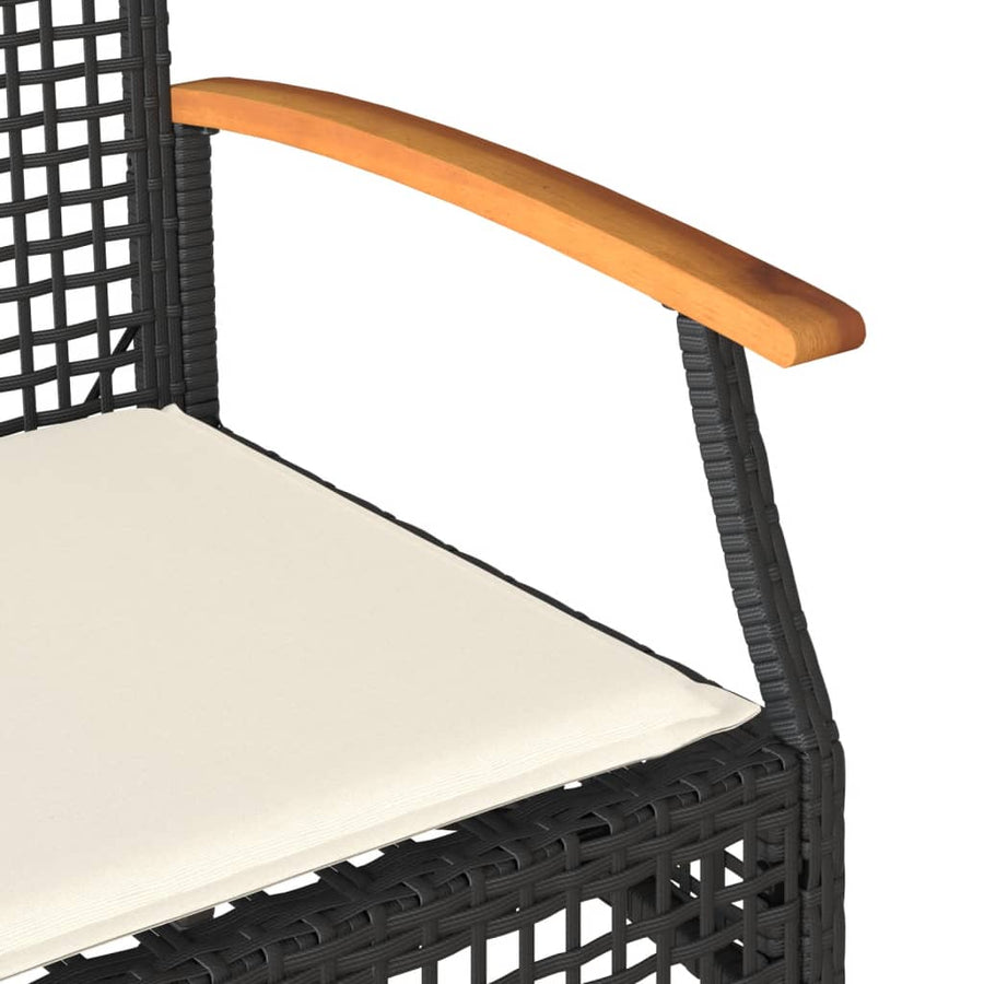 Tuinbank Met Kussen Poly Rattan En Acaciahout Zwart