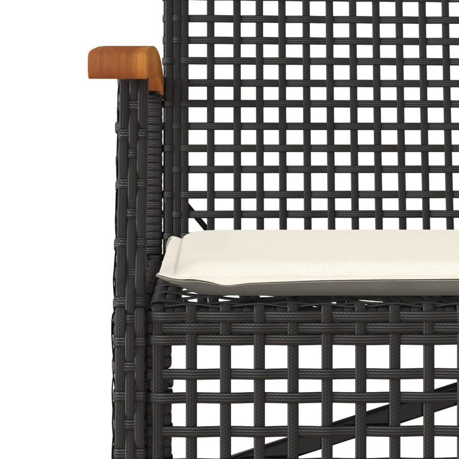 Tuinbank Met Kussen Poly Rattan En Acaciahout Zwart