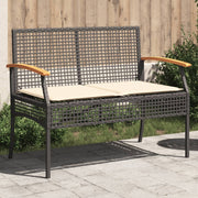 Tuinbank poly rattan acaciahout 108x57x85 cm zwart