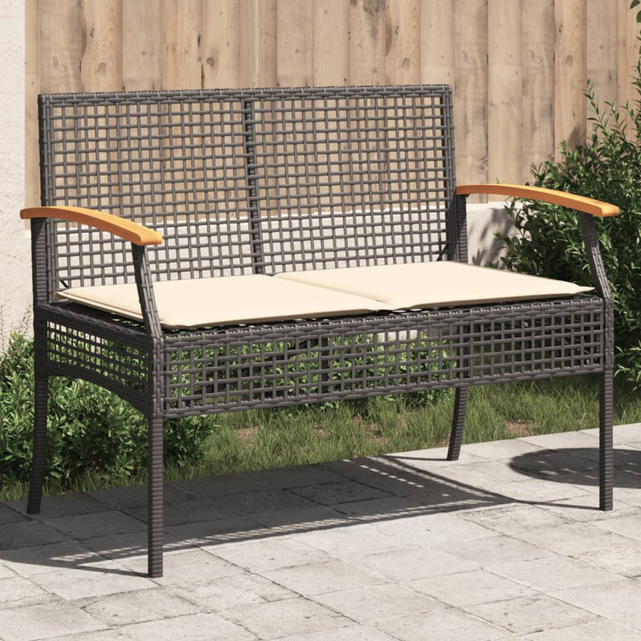 Tuinbank Met Kussen Poly Rattan En Acaciahout Zwart