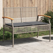 Tuinbank poly rattan acaciahout grijs 108x57x85 cm