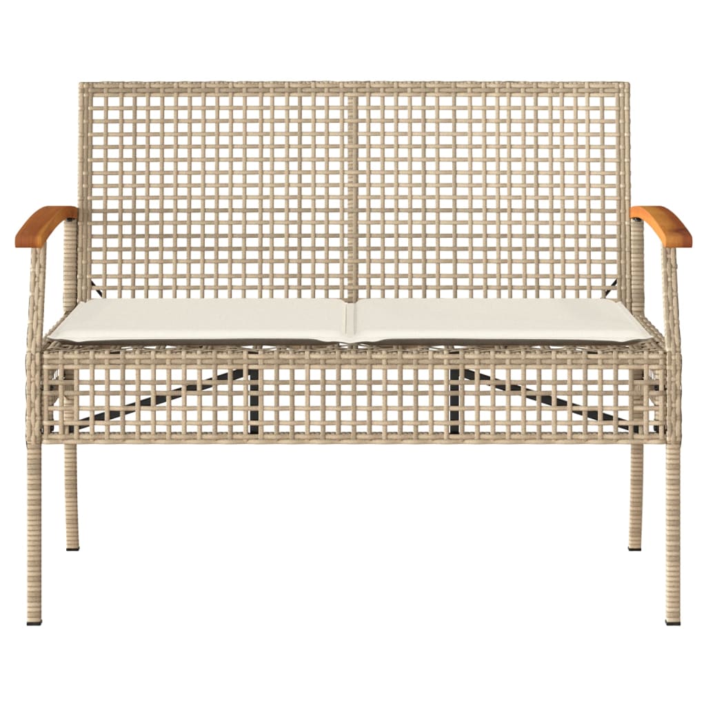Tuinbank Met Kussen Poly Rattan En Acaciahout Beige