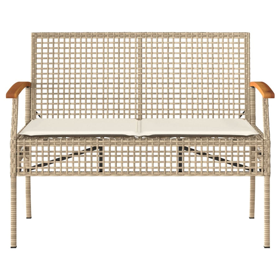 Tuinbank Met Kussen Poly Rattan En Acaciahout Beige