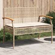 Tuinbank poly rattan acaciahout 108x57x85 cm beige