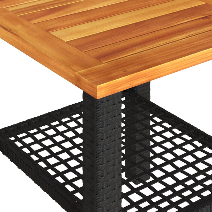 3-Delige Bistroset Met Kussens Poly Rattan En Acaciahout Zwart