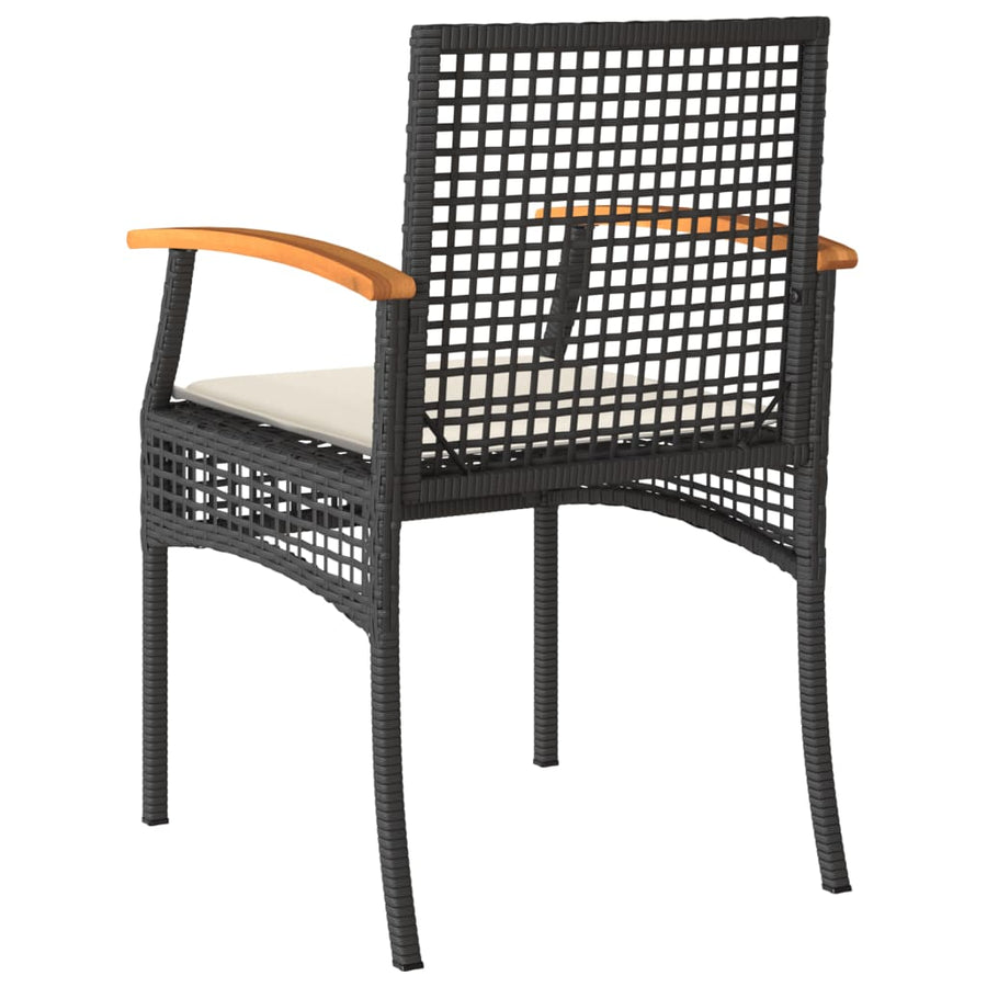 3-Delige Bistroset Met Kussens Poly Rattan En Acaciahout Zwart