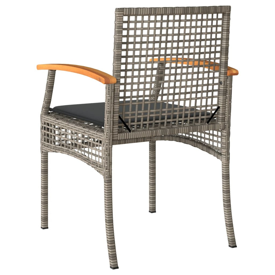 3-Delige Bistroset Met Kussens Poly Rattan En Acaciahout Grijs
