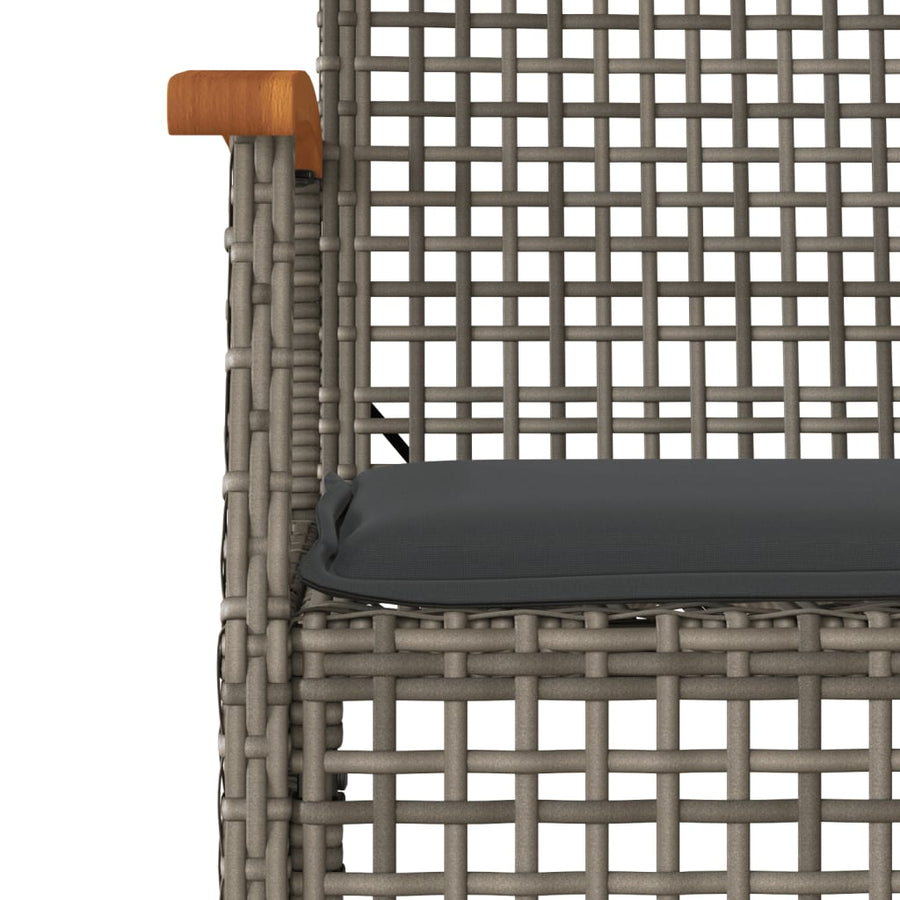 3-Delige Bistroset Met Kussens Poly Rattan En Acaciahout Grijs