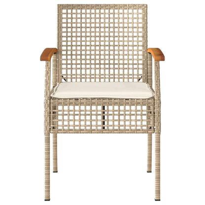 3-Delige Bistroset Met Kussens Poly Rattan En Acaciahout Beige
