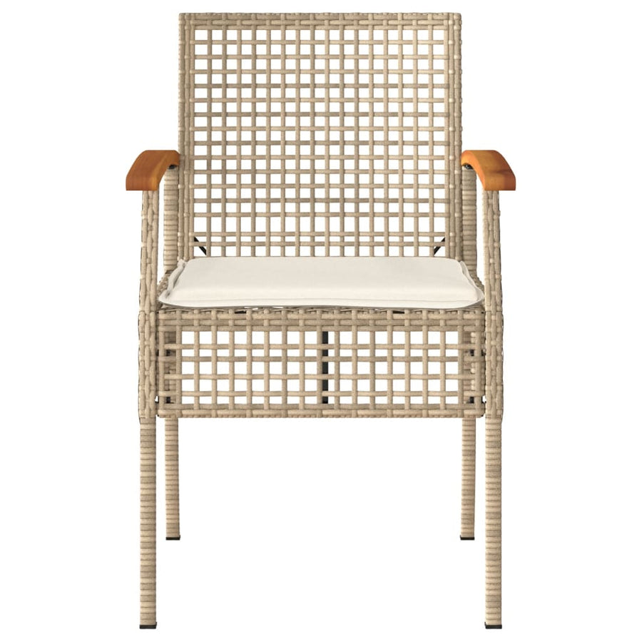 3-Delige Bistroset Met Kussens Poly Rattan En Acaciahout Beige