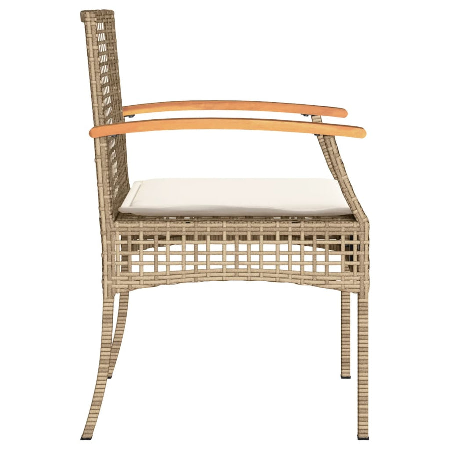 3-Delige Bistroset Met Kussens Poly Rattan En Acaciahout Beige